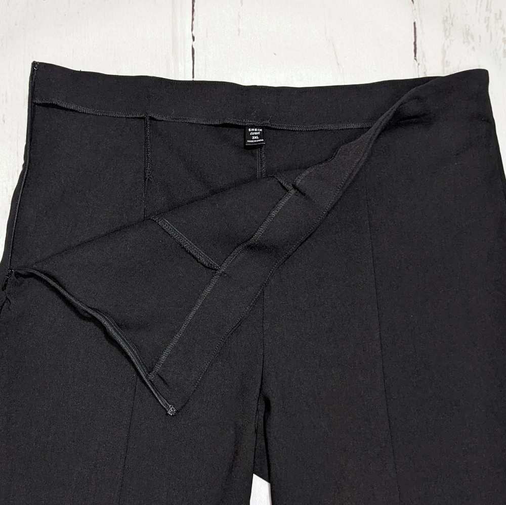 SHEIN CURVE Pointe Slim Leg Zip Black Pants